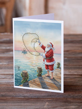 Load image into Gallery viewer, Fishing Santa Claus with Castnet Christmas Greeting Cards Pack of 8
