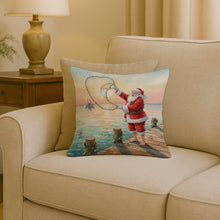 Load image into Gallery viewer, Fishing Santa Claus with Castnet Christmas Throw Pillow