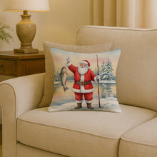Load image into Gallery viewer, Fishing Santa Claus with Catfish Christmas Throw Pillow