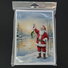 Load image into Gallery viewer, Fishing Santa Claus with Crappie Christmas Greeting Cards Pack of 8