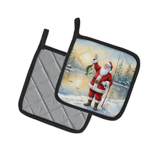 Load image into Gallery viewer, Fishing Santa Claus with Crappie Christmas Pair of Pot Holders