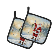 Load image into Gallery viewer, Fishing Santa Claus with Crappie Christmas Pair of Pot Holders