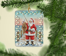 Load image into Gallery viewer, Fishing Santa Claus with Flounder Christmas Porcelain Ornament