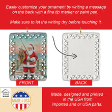 Load image into Gallery viewer, Fishing Santa Claus with Flounder Christmas Porcelain Ornament