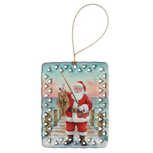 Load image into Gallery viewer, Fishing Santa Claus with Flounder Christmas Porcelain Ornament