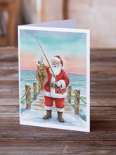 Load image into Gallery viewer, Fishing Santa Claus with Flounder Christmas Greeting Cards Pack of 8