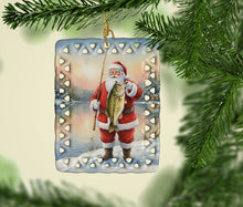 Load image into Gallery viewer, Fishing Santa Claus with Largemouth Bass Christmas Porcelain Ornament