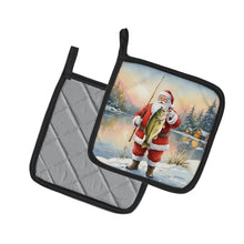 Load image into Gallery viewer, Fishing Santa Claus with Largemouth Bass Christmas Pair of Pot Holders