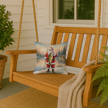Load image into Gallery viewer, Fishing Santa Claus with Largemouth Bass Christmas Throw Pillow