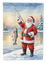 Load image into Gallery viewer, Fishing Santa Claus with Rainbow Trout Christmas House Flag