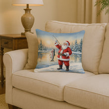 Load image into Gallery viewer, Fishing Santa Claus with Rainbow Trout Christmas Throw Pillow