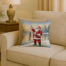 Load image into Gallery viewer, Fishing Santa Claus with Rainbow Trout Christmas Throw Pillow