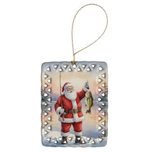 Load image into Gallery viewer, Fishing Santa Claus with Smallmouth Bass Christmas Porcelain Ornament