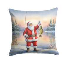 Load image into Gallery viewer, Fishing Santa Claus with Smallmouth Bass Christmas Throw Pillow