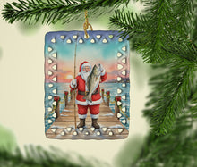 Load image into Gallery viewer, Fishing Santa Claus with Speckled Trout Christmas Porcelain Ornament