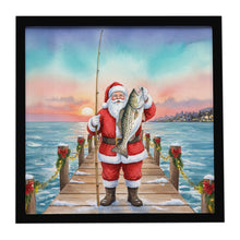Load image into Gallery viewer, Fishing Santa Claus with Speckled Trout Christmas Framed Metal Print