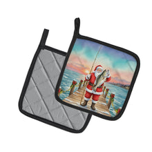 Load image into Gallery viewer, Fishing Santa Claus with Speckled Trout Christmas Pair of Pot Holders