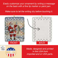 Load image into Gallery viewer, Fishing Santa Claus with Striped Bass Christmas Porcelain Ornament