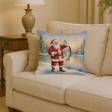 Load image into Gallery viewer, Fishing Santa Claus with Striped Bass Christmas Throw Pillow