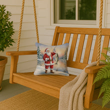 Load image into Gallery viewer, Fishing Santa Claus with Striped Bass Christmas Throw Pillow