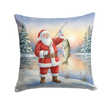 Load image into Gallery viewer, Fishing Santa Claus with Striped Bass Christmas Throw Pillow
