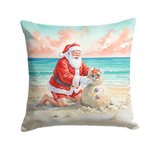 Load image into Gallery viewer, Santa Claus Building a Sand Snowman Christmas Throw Pillow