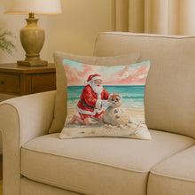 Load image into Gallery viewer, Santa Claus Building a Sand Snowman Christmas Throw Pillow