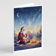 Load image into Gallery viewer, Santa Claus by the Campfire Christmas Greeting Cards Pack of 8