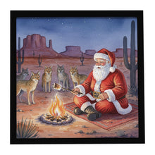 Load image into Gallery viewer, Santa Claus by the Campfire Under the Stars Christmas Framed Metal Print