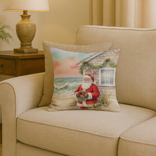Load image into Gallery viewer, Santa Claus by the Seaside Cottage Christmas Throw Pillow