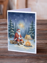 Load image into Gallery viewer, Santa Claus Camping by the Fire Christmas Greeting Cards Pack of 8