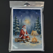 Load image into Gallery viewer, Santa Claus Camping by the Fire Christmas Greeting Cards Pack of 8