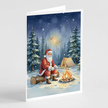 Load image into Gallery viewer, Santa Claus Camping by the Fire Christmas Greeting Cards Pack of 8