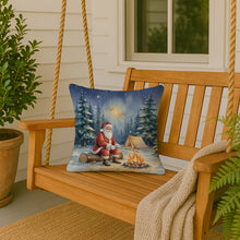 Load image into Gallery viewer, Santa Claus Camping by the Fire Christmas Throw Pillow
