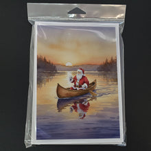 Load image into Gallery viewer, Santa Claus Canoeing at Sunset Christmas Greeting Cards Pack of 8