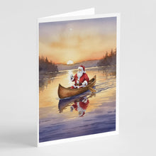 Load image into Gallery viewer, Santa Claus Canoeing at Sunset Christmas Greeting Cards Pack of 8