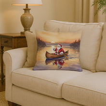 Load image into Gallery viewer, Santa Claus Canoeing at Sunset Christmas Throw Pillow