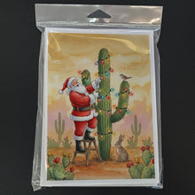 Load image into Gallery viewer, Santa Claus Decorating a Cactus Christmas Greeting Cards Pack of 8