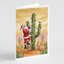 Load image into Gallery viewer, Santa Claus Decorating a Cactus Christmas Greeting Cards Pack of 8