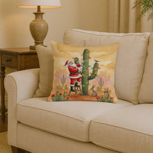 Load image into Gallery viewer, Santa Claus Decorating a Cactus Christmas Throw Pillow