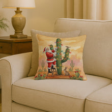 Load image into Gallery viewer, Santa Claus Decorating a Cactus Christmas Throw Pillow