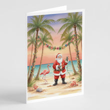 Load image into Gallery viewer, Santa Claus Decorating Palm Tree Christmas Greeting Cards Pack of 8