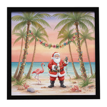 Load image into Gallery viewer, Santa Claus Decorating Palm Tree Christmas Framed Metal Print