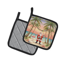 Load image into Gallery viewer, Santa Claus Decorating Palm Tree Christmas Pair of Pot Holders