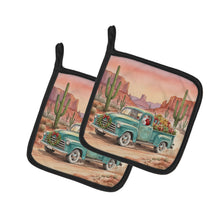 Load image into Gallery viewer, Santa Claus Delivering Gifts in an Old Pickup  Christmas Pair of Pot Holders