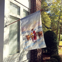 Load image into Gallery viewer, Santa Claus Feeding the Longhorns Christmas House Flag
