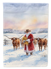 Load image into Gallery viewer, Santa Claus Feeding the Longhorns Christmas House Flag