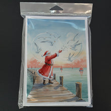 Load image into Gallery viewer, Santa Claus Feeding the Seagulls Christmas Greeting Cards Pack of 8