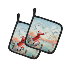 Load image into Gallery viewer, Santa Claus Feeding the Seagulls Christmas Pair of Pot Holders