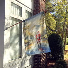 Load image into Gallery viewer, Santa Claus Fly-Fishing at Sunrise Christmas House Flag